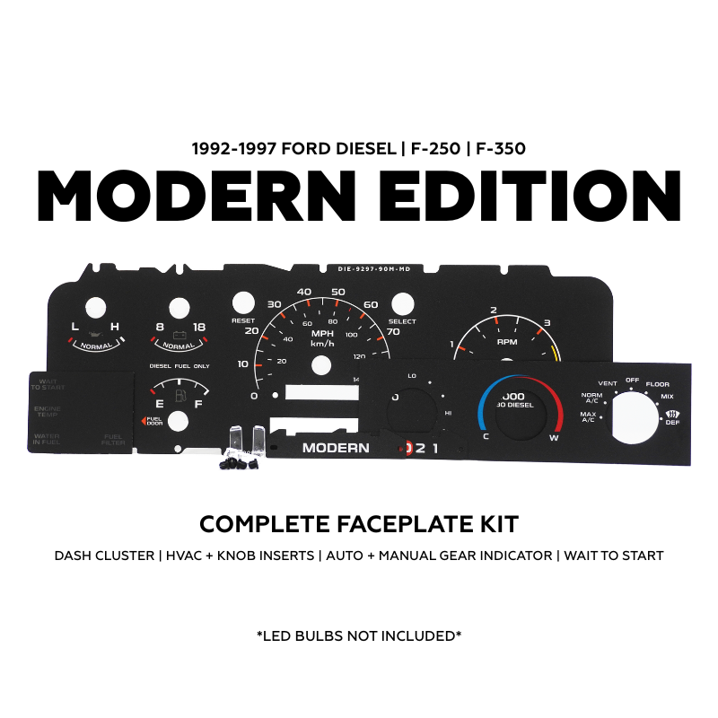 Diesel Modern Cluster Faceplate Kit | 1992-1997 F-250 & F-350