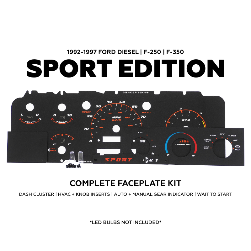 Diesel Sport Cluster Faceplate Kit | 1992-1997 F-250 & F-350