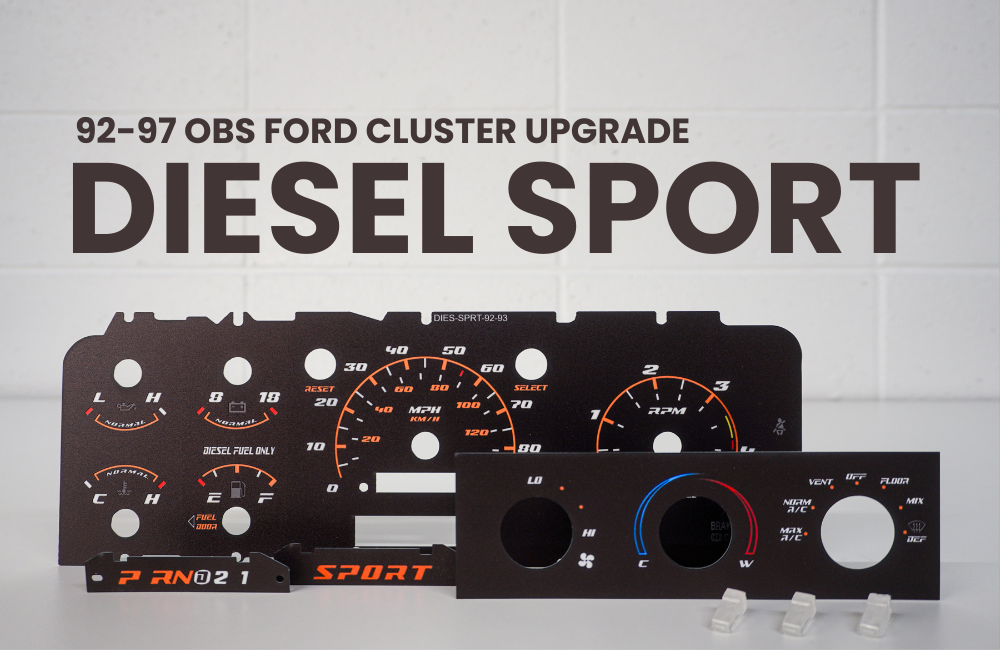 92-97 OBS Ford Cluster Faceplate Kit - Diesel Sport