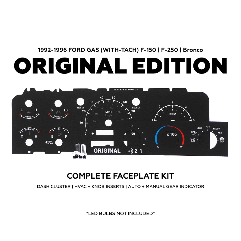 XLT Original Cluster Faceplate Kit | 1992-1996 F-150, F-250, Bronco (gas with-tach)