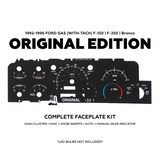 XLT Original Cluster Faceplate Kit | 1992-1996 F-150, F-250, Bronco (gas with-tach)