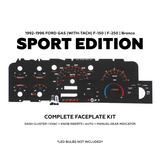 XLT Sport Cluster Faceplate Kit | 1992-1996 F-150, F-250, Bronco (gas with-tach)